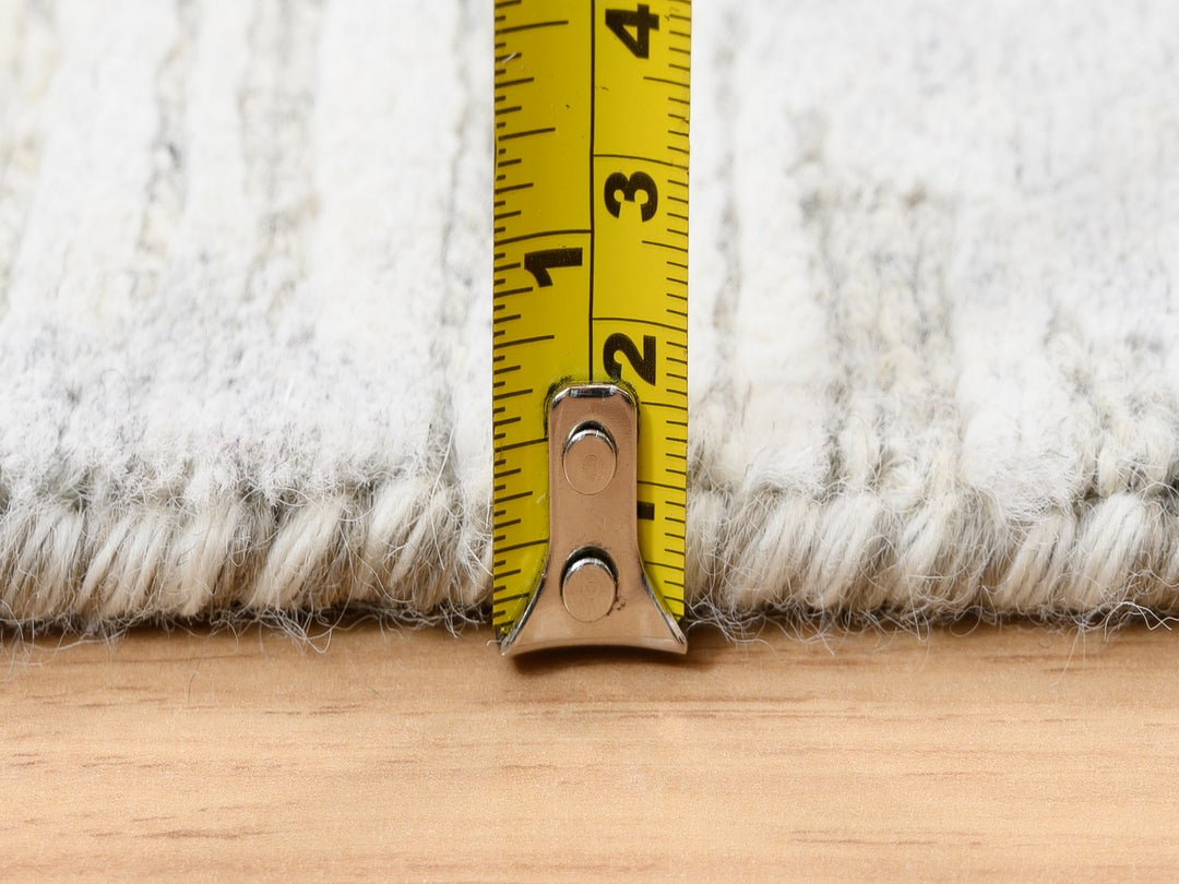 4'1" x 10'1" New Hand Knotted Grey Wool Runner Oriental Rug - MOA10263377