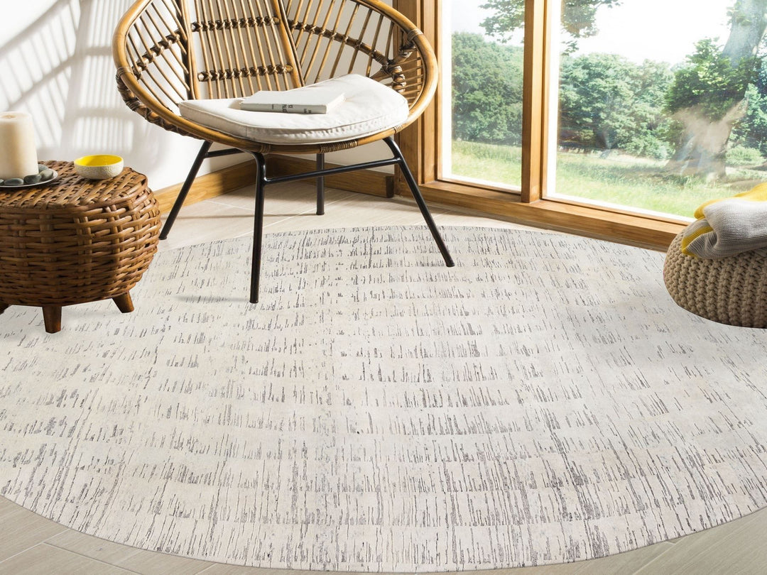 11'9" x 11'9" New Hand Knotted Ivory Wool Round Oriental Rug - MOA10263379