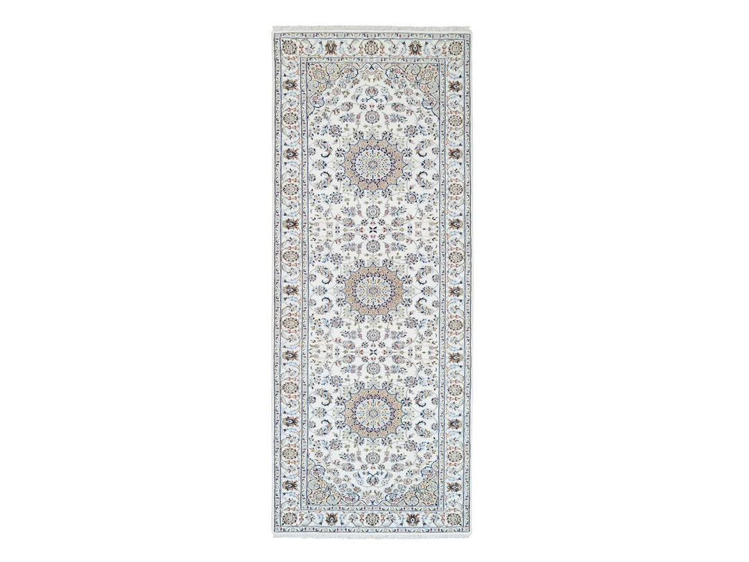 4'1" x 12'0" New Hand Knotted Ivory Wool Runner Oriental Rug - MOA10263399