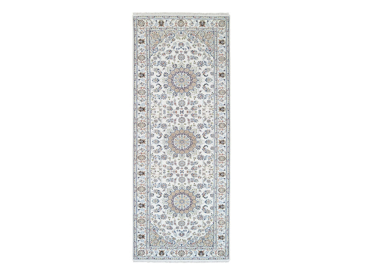 4'1" x 12'0" New Hand Knotted Ivory Wool Runner Oriental Rug - MOA10263399