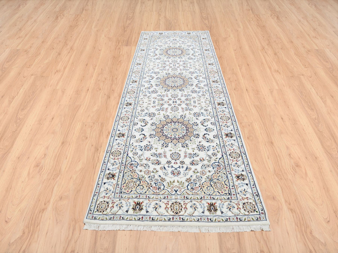 4'1" x 12'0" New Hand Knotted Ivory Wool Runner Oriental Rug - MOA10263399