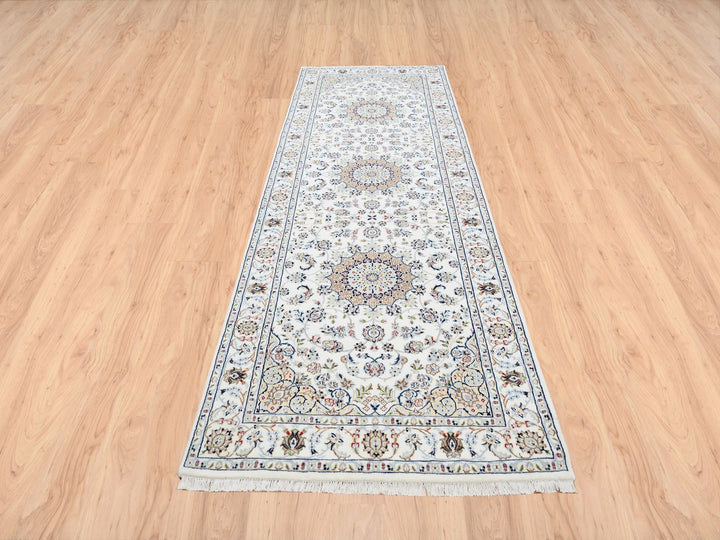 4'1" x 12'0" New Hand Knotted Ivory Wool Runner Oriental Rug - MOA10263399