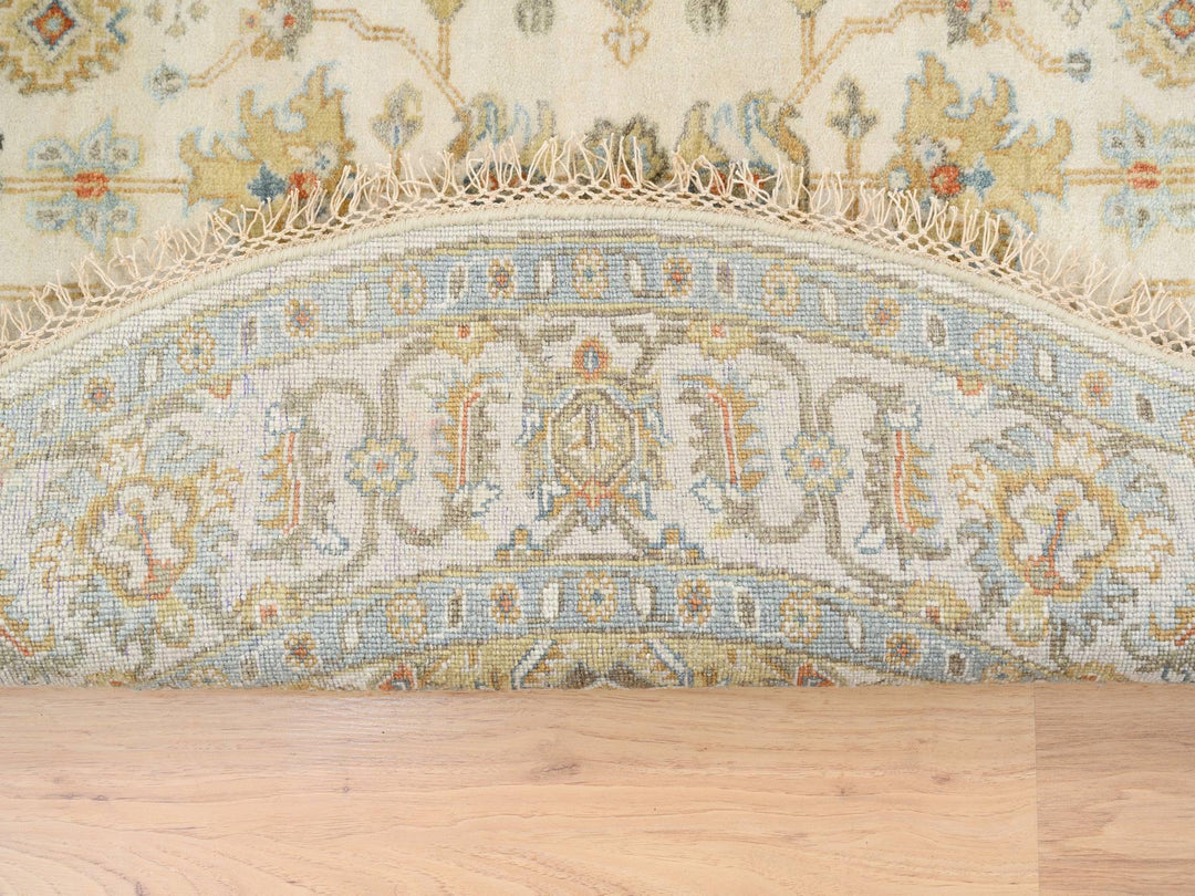 6'1" x 6'0" New Hand Knotted Ivory Wool Round Oriental Rug - MOA10263419