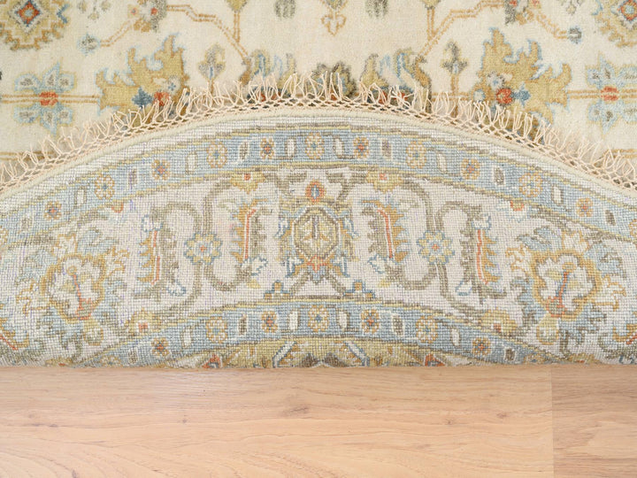 6'1" x 6'0" New Hand Knotted Ivory Wool Round Oriental Rug - MOA10263419