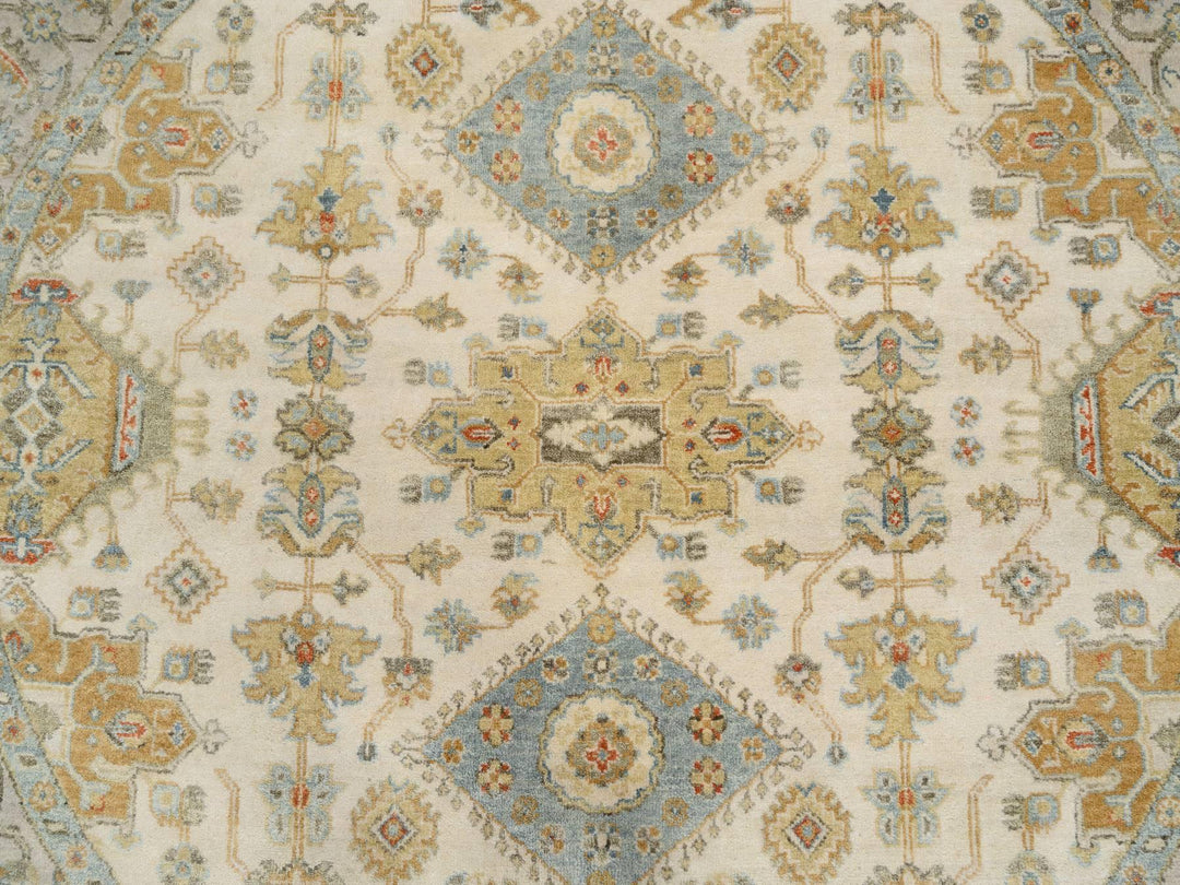 6'1" x 6'0" New Hand Knotted Ivory Wool Round Oriental Rug - MOA10263419