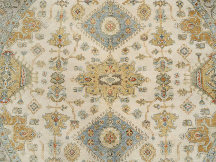 6'1" x 6'0" New Hand Knotted Ivory Wool Round Oriental Rug - MOA10263419