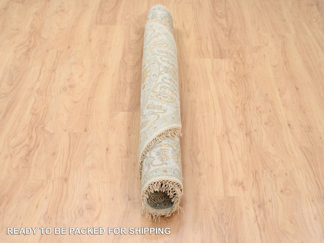 6'1" x 6'0" New Hand Knotted Ivory Wool Round Oriental Rug - MOA10263419