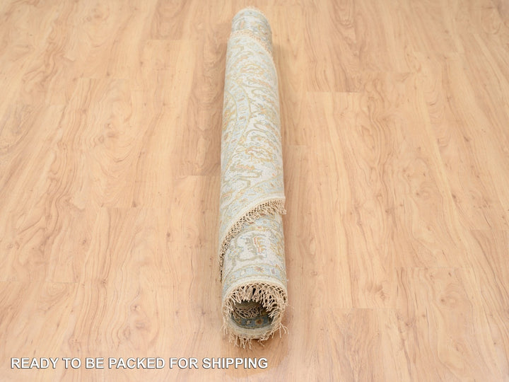 6'1" x 6'0" New Hand Knotted Ivory Wool Round Oriental Rug - MOA10263419