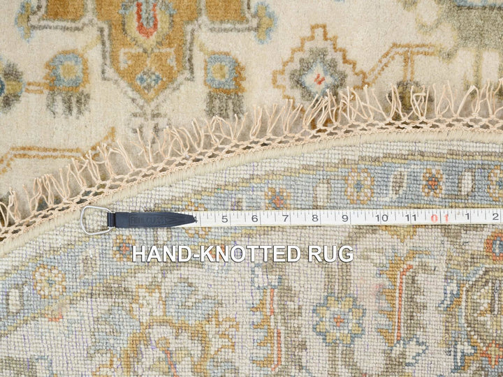 6'1" x 6'0" New Hand Knotted Ivory Wool Round Oriental Rug - MOA10263419