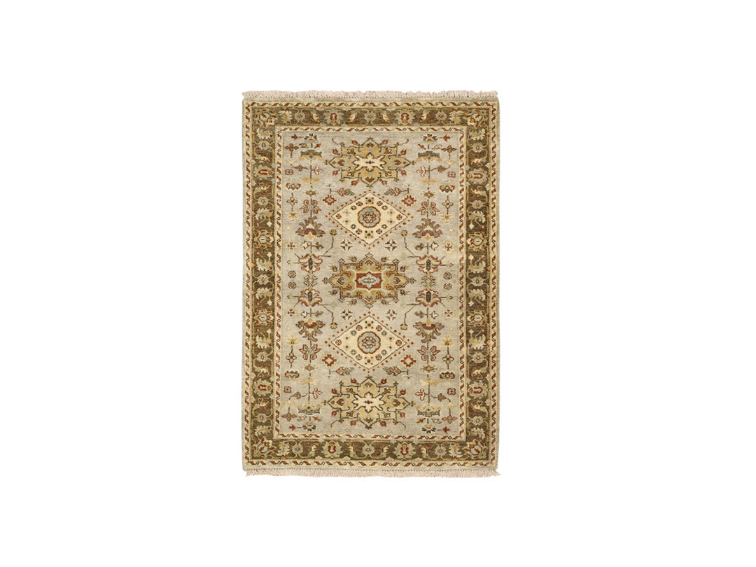 3'2" x 5'0" New Hand Knotted Grey Wool Rectangle Oriental Rug - MOA10263444