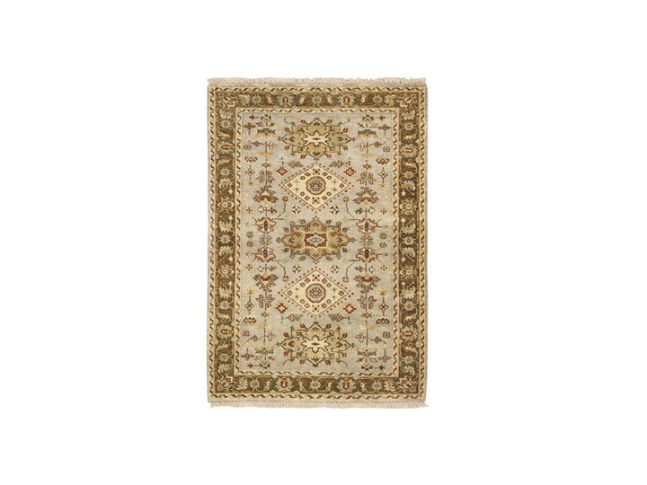3'2" x 5'0" New Hand Knotted Grey Wool Rectangle Oriental Rug - MOA10263444