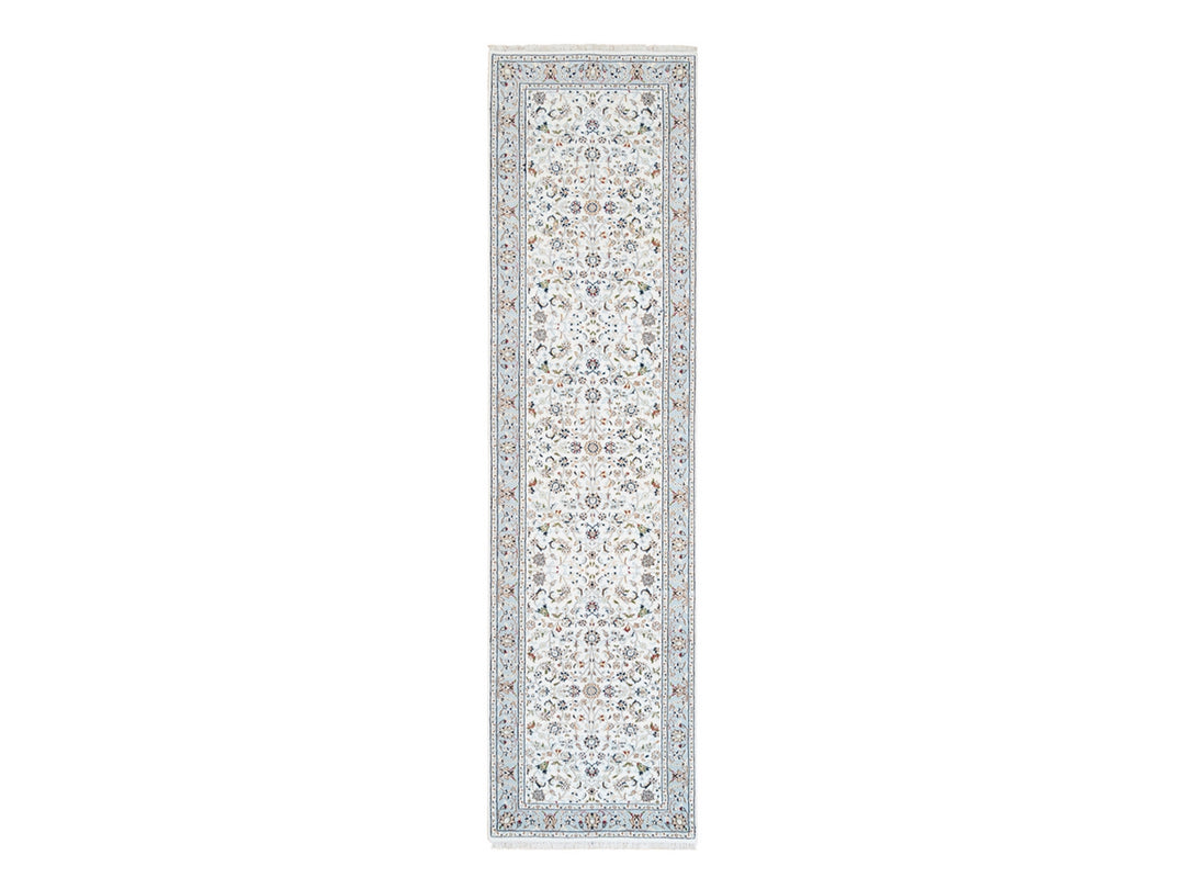 2'8" x 10'1" New Hand Knotted Ivory Wool Runner Oriental Rug - MOA10263452