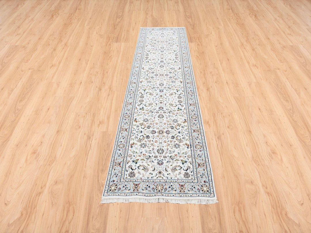 2'8" x 10'1" New Hand Knotted Ivory Wool Runner Oriental Rug - MOA10263452