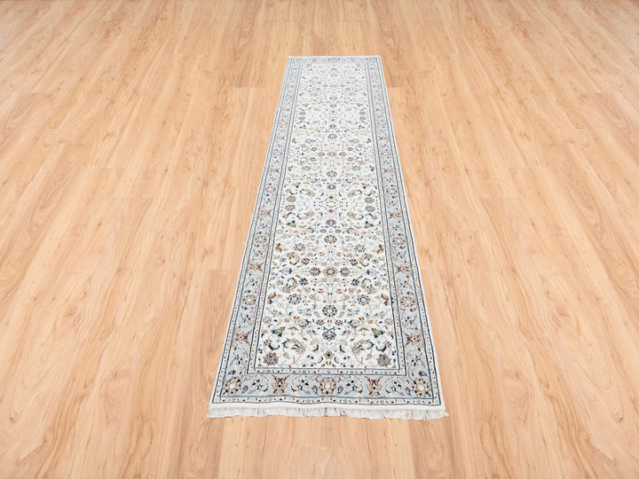 2'8" x 10'1" New Hand Knotted Ivory Wool Runner Oriental Rug - MOA10263452