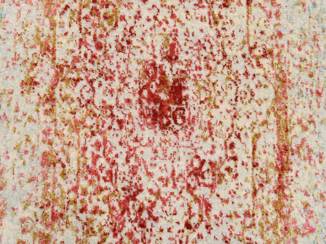 2'6" x 8'0" New Hand Knotted Pink Wool & Silk Runner Oriental Rug - MOA10263463