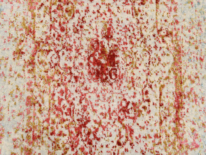 2'6" x 8'0" New Hand Knotted Pink Wool & Silk Runner Oriental Rug - MOA10263463