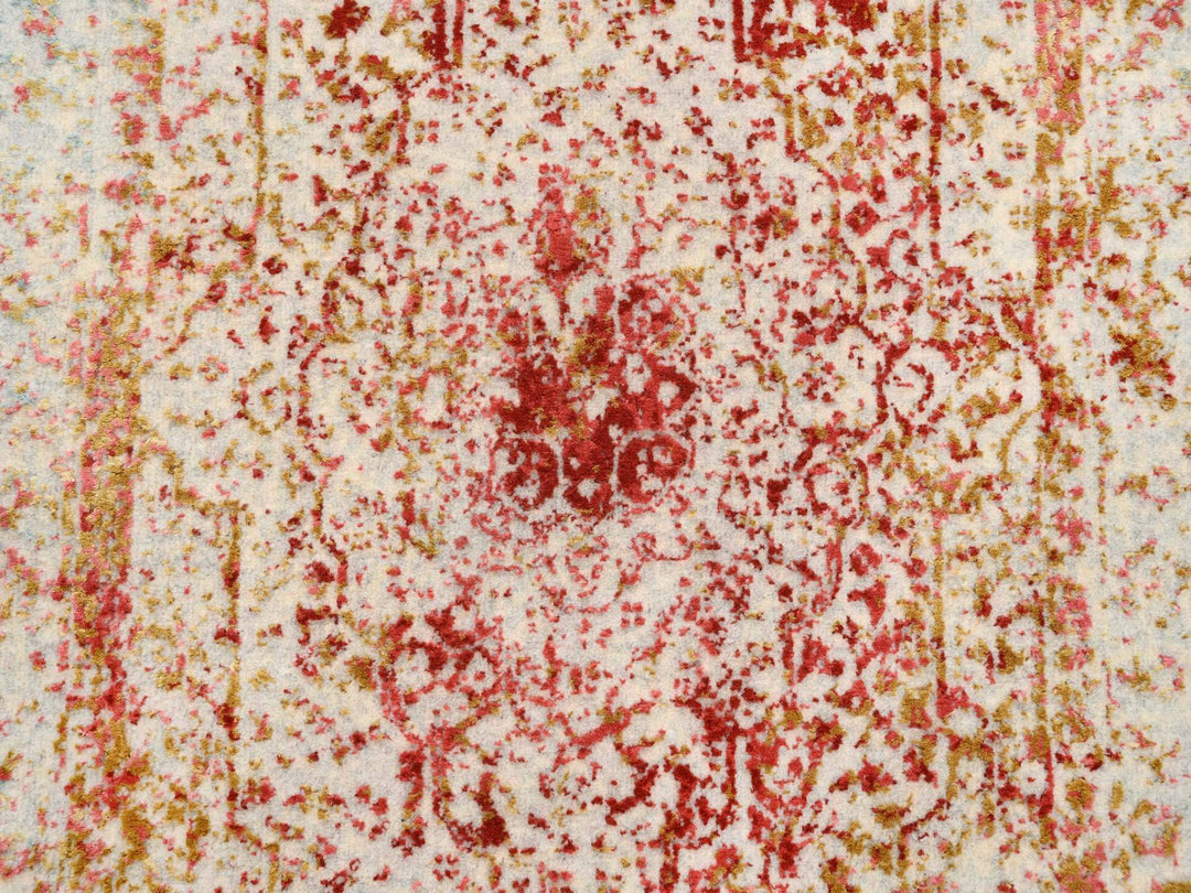 2'7" x 9'9" New Hand Knotted Pink Wool & Silk Runner Oriental Rug - MOA10263464