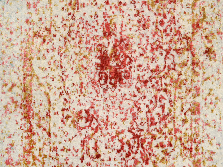 2'4" x 8'0" New Hand Knotted Pink Wool & Silk Runner Oriental Rug - MOA10263482