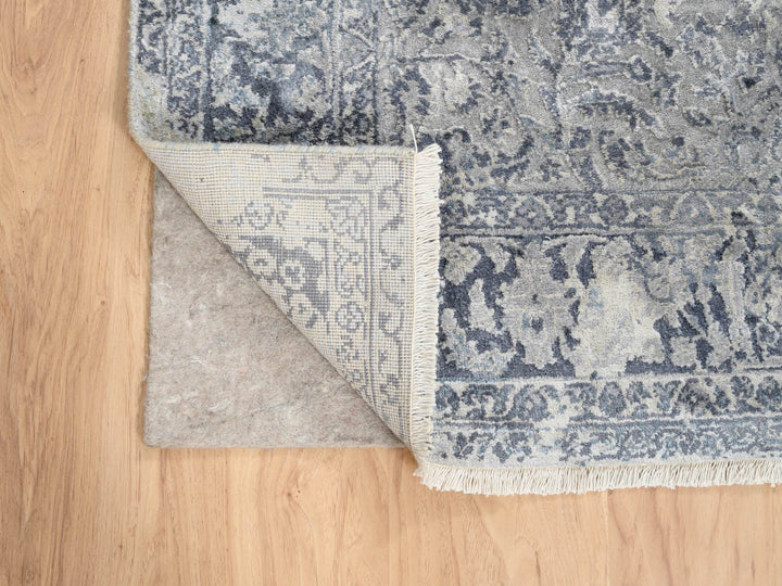 3'10" x 6'0" New Hand Knotted Grey Wool & Silk Rectangle Oriental Rug - MOA10263483