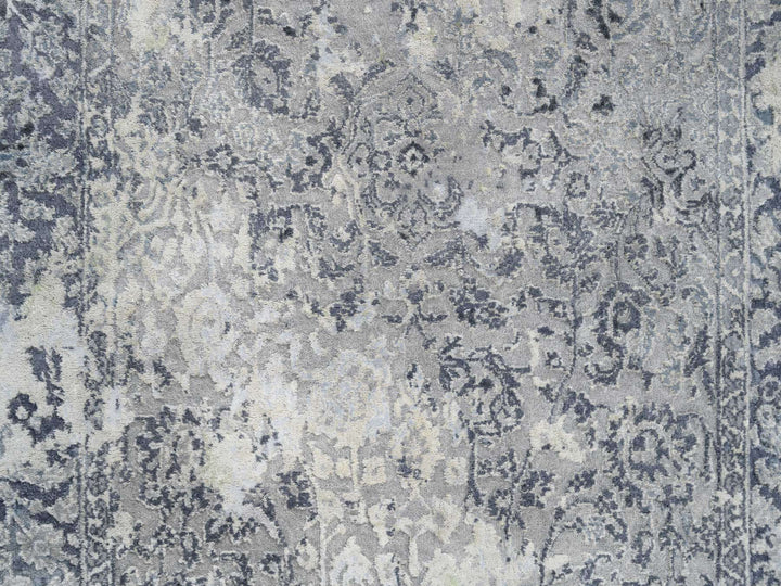 3'10" x 6'0" New Hand Knotted Grey Wool & Silk Rectangle Oriental Rug - MOA10263483