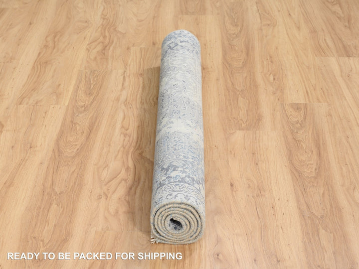 3'10" x 6'0" New Hand Knotted Grey Wool & Silk Rectangle Oriental Rug - MOA10263483