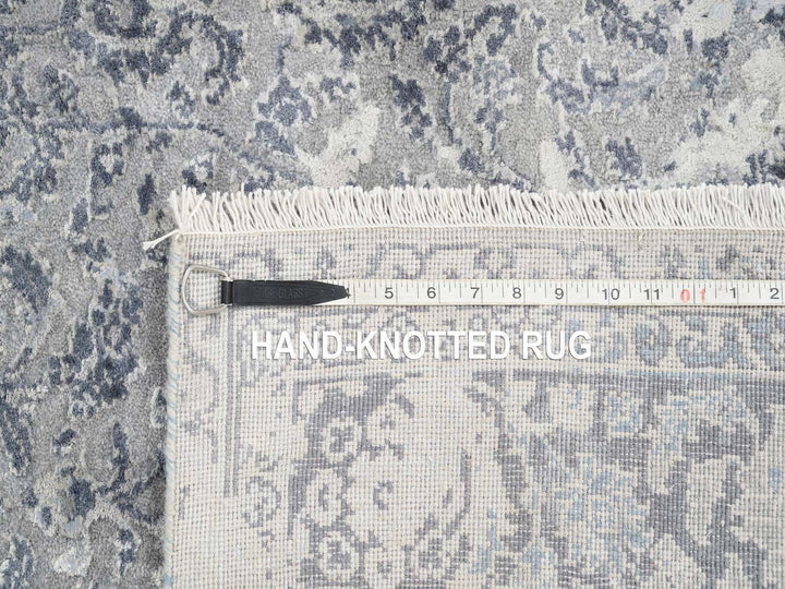3'10" x 6'0" New Hand Knotted Grey Wool & Silk Rectangle Oriental Rug - MOA10263483
