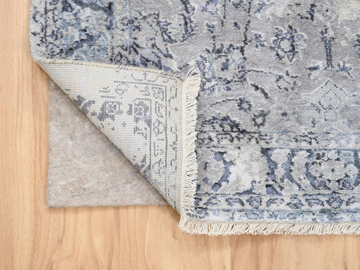 3'2" x 4'10" New Hand Knotted Grey Wool & Silk Rectangle Oriental Rug - MOA10263497