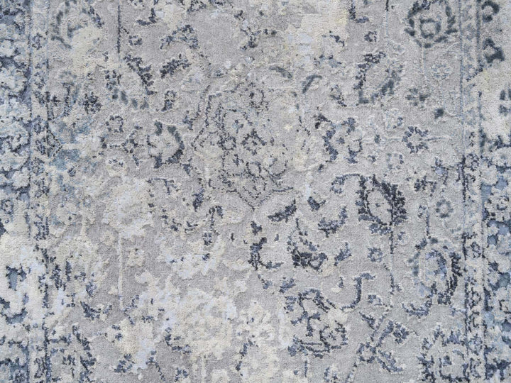 3'2" x 4'10" New Hand Knotted Grey Wool & Silk Rectangle Oriental Rug - MOA10263497