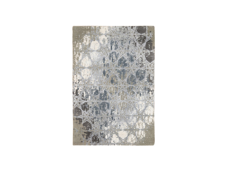 3'0" x 5'0" New Hand Knotted Grey Wool & Silk Rectangle Oriental Rug - MOA10263499