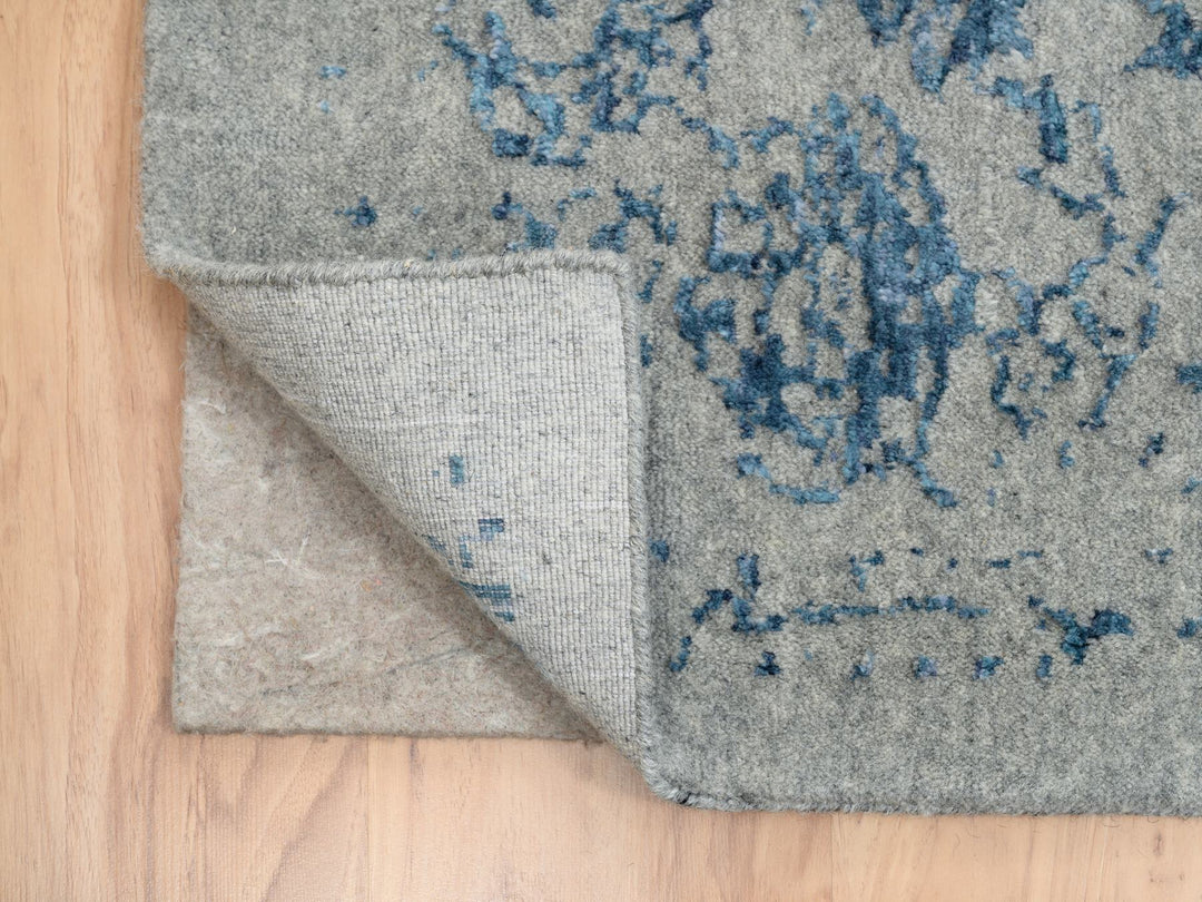 10'0" x 14'0" New Hand Loomed Blue Wool & Silk Rectangle Oriental Rug - MOA10263508