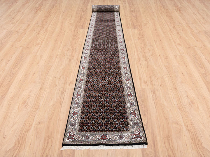 2'5" x 20'0" New Hand Knotted Black Wool Runner Oriental Rug - MOA10263530