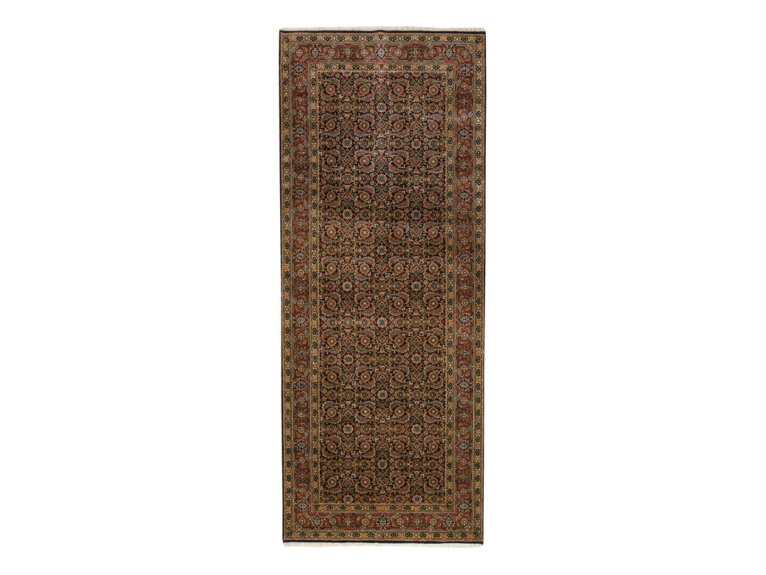 4'0" x 10'1" New Hand Knotted Black Wool Runner Oriental Rug - MOA10263540