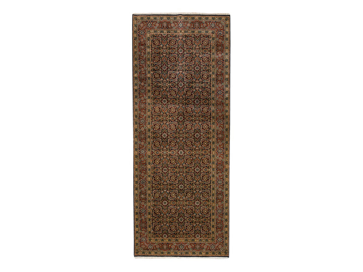 4'0" x 10'1" New Hand Knotted Black Wool Runner Oriental Rug - MOA10263540