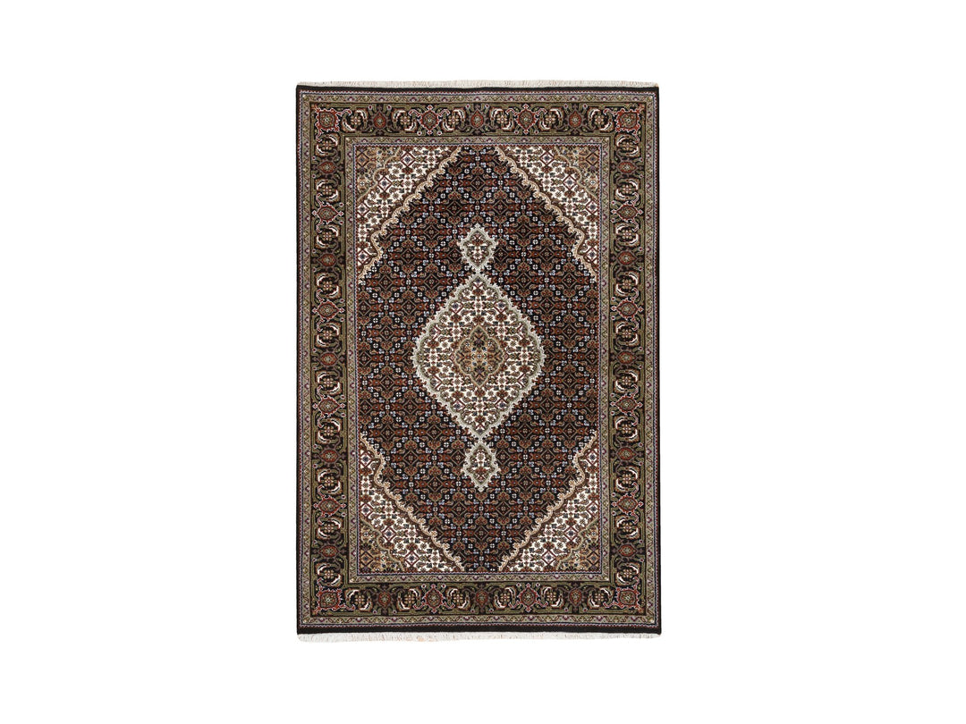 4'0" x 6'3" New Hand Knotted Black Wool Rectangle Oriental Rug - MOA10263541