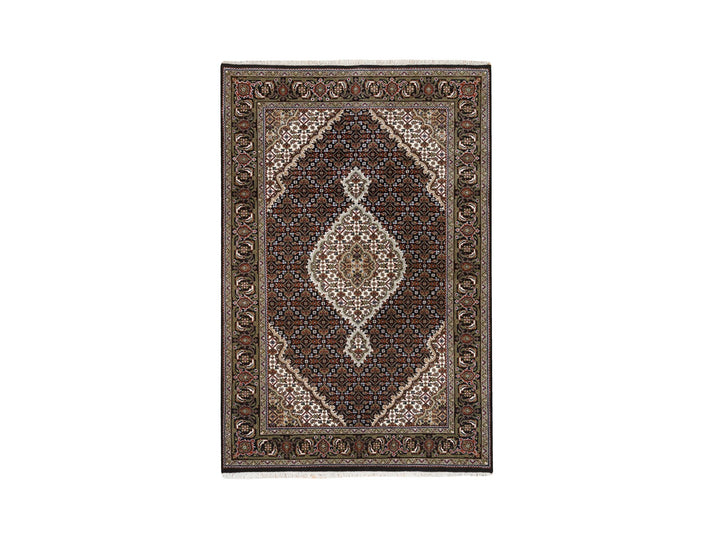 4'0" x 6'3" New Hand Knotted Black Wool Rectangle Oriental Rug - MOA10263541