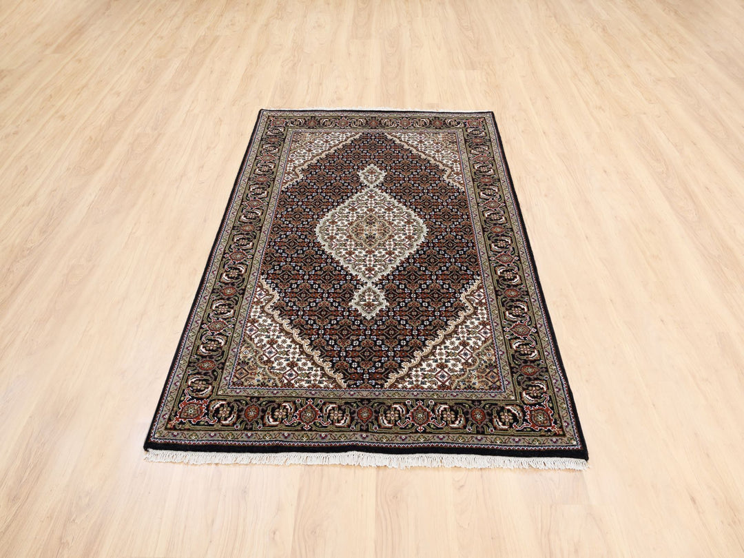 4'0" x 6'3" New Hand Knotted Black Wool Rectangle Oriental Rug - MOA10263541