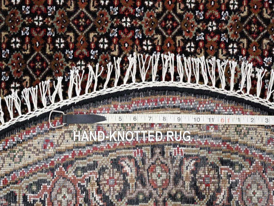 5'0" x 5'0" New Hand Knotted Black Wool Round Oriental Rug - MOA10263543