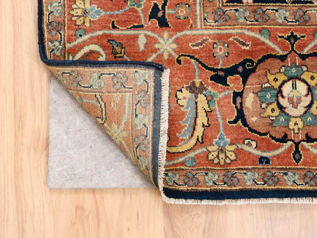 8'1" x 10'1" New Hand Knotted Blue Wool Rectangle Oriental Rug - MOA10263546