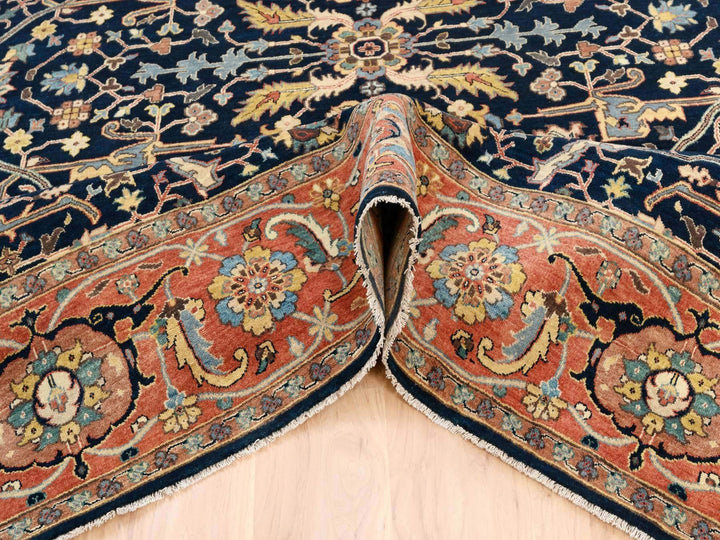 8'1" x 10'1" New Hand Knotted Blue Wool Rectangle Oriental Rug - MOA10263546