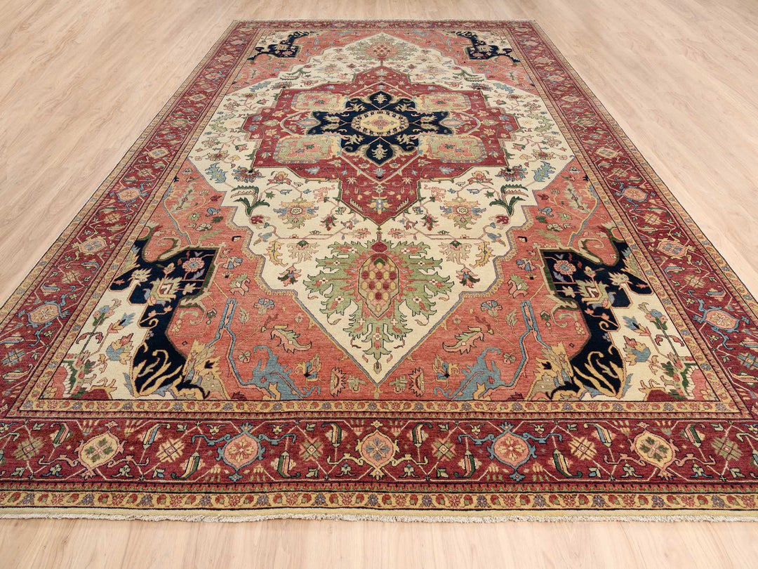 10'1" x 15'9" New Hand Knotted Ivory Wool Rectangle Oriental Rug - MOA10263549