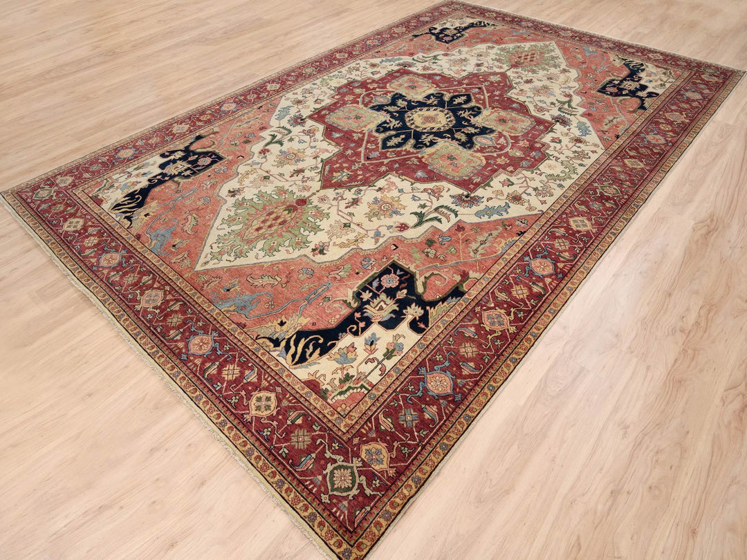 10'1" x 15'9" New Hand Knotted Beige Wool Rectangle Oriental Rug - MOA10263549