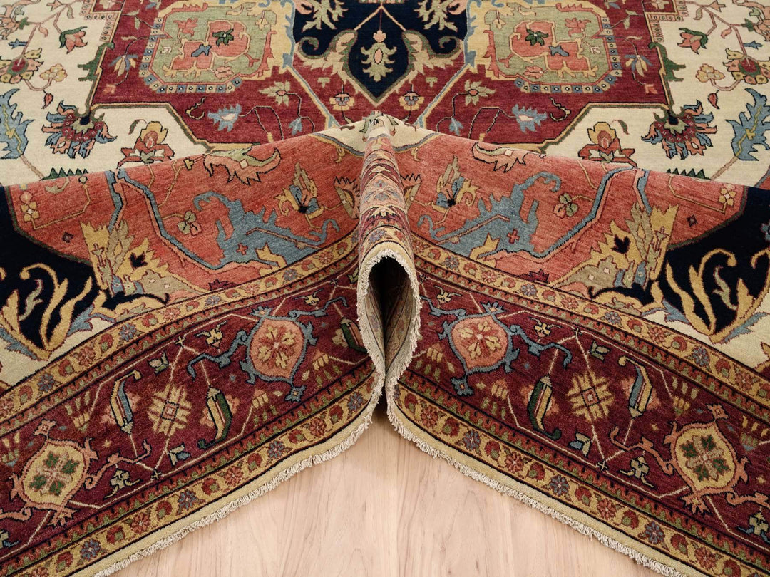 10'1" x 15'9" New Hand Knotted Ivory Wool Rectangle Oriental Rug - MOA10263549