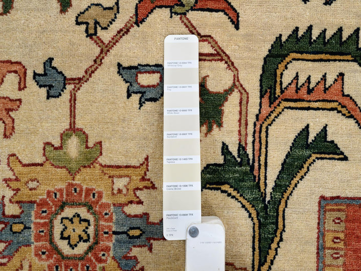 10'1" x 15'9" New Hand Knotted Beige Wool Rectangle Oriental Rug - MOA10263549