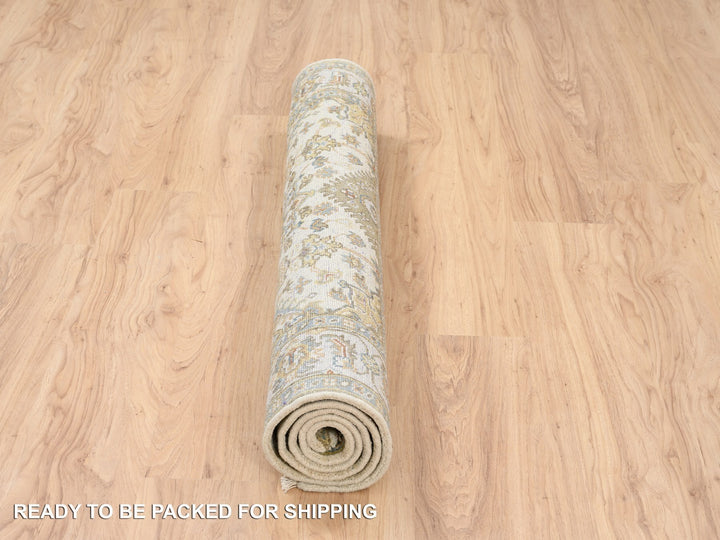 4'1" x 6'6" New Hand Knotted Ivory Wool Rectangle Oriental Rug - MOA10263626