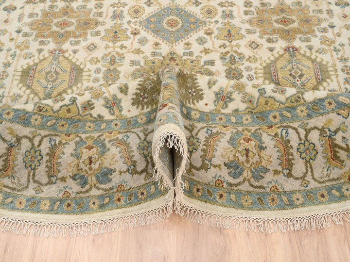 8'10" x 8'10" New Hand Knotted Ivory Wool Round Oriental Rug - MOA10263631