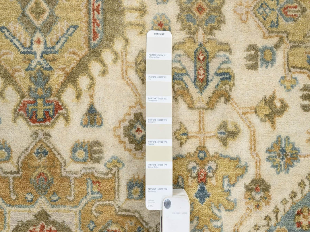 8'10" x 8'10" New Hand Knotted Ivory Wool Round Oriental Rug - MOA10263631