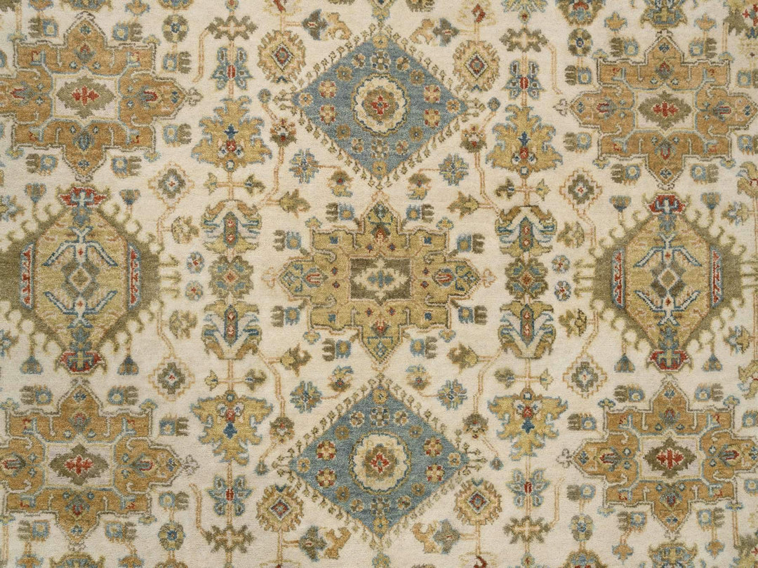 8'10" x 8'10" New Hand Knotted Ivory Wool Round Oriental Rug - MOA10263631