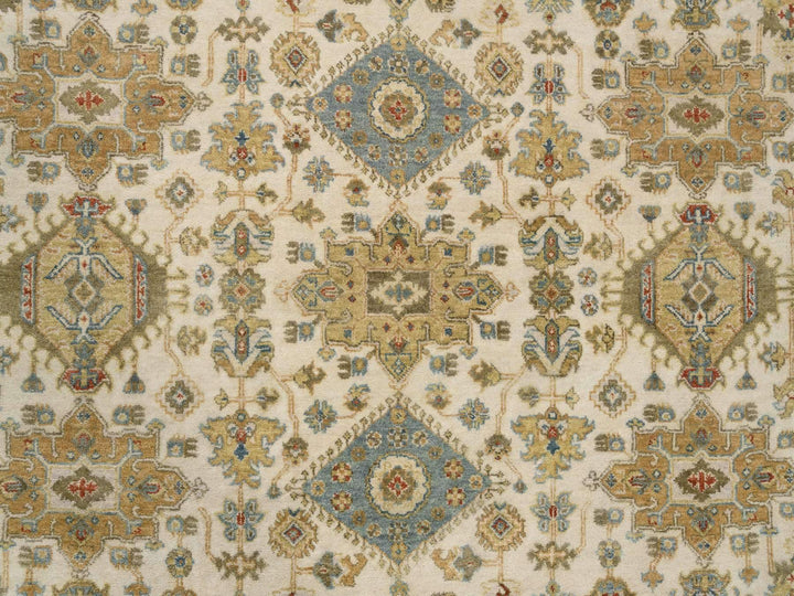 8'10" x 8'10" New Hand Knotted Ivory Wool Round Oriental Rug - MOA10263631