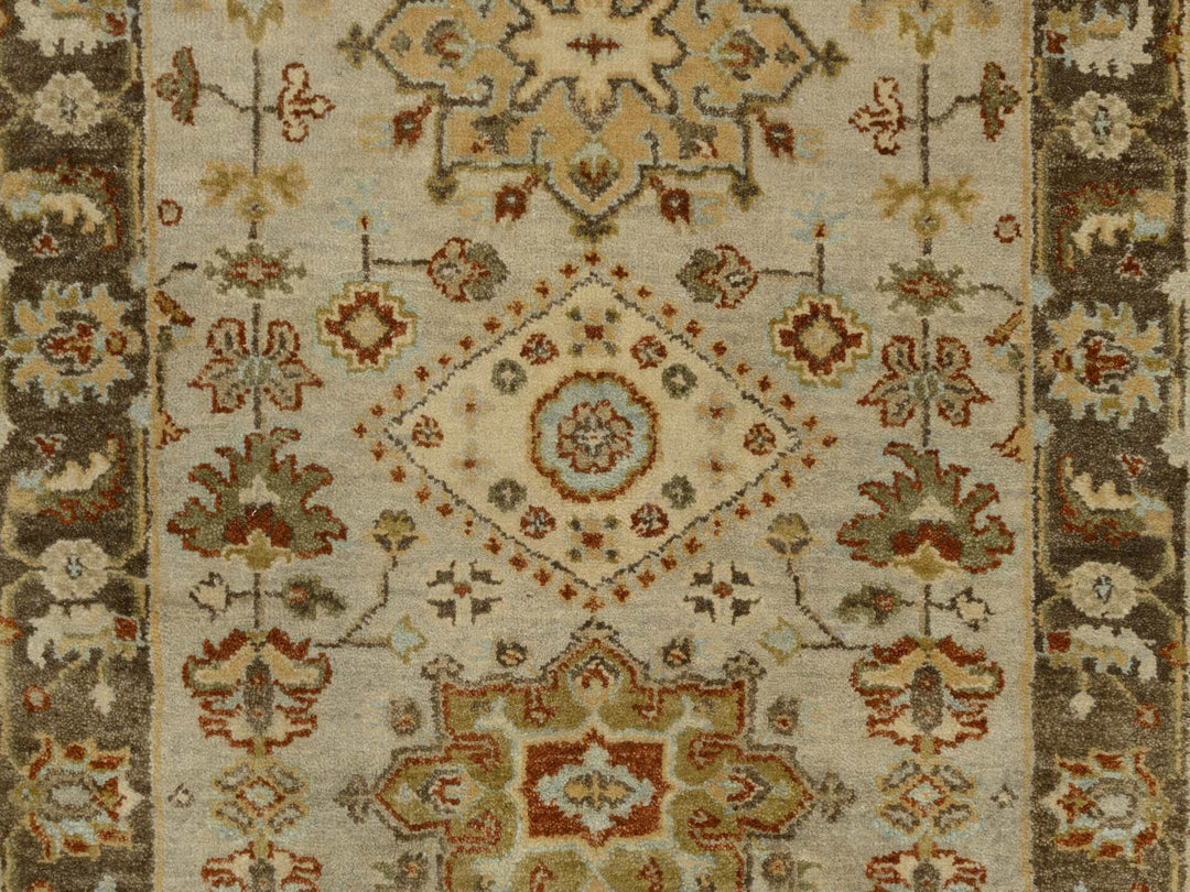 2'7" x 12'1" New Hand Knotted Grey Wool Runner Oriental Rug - MOA10263634