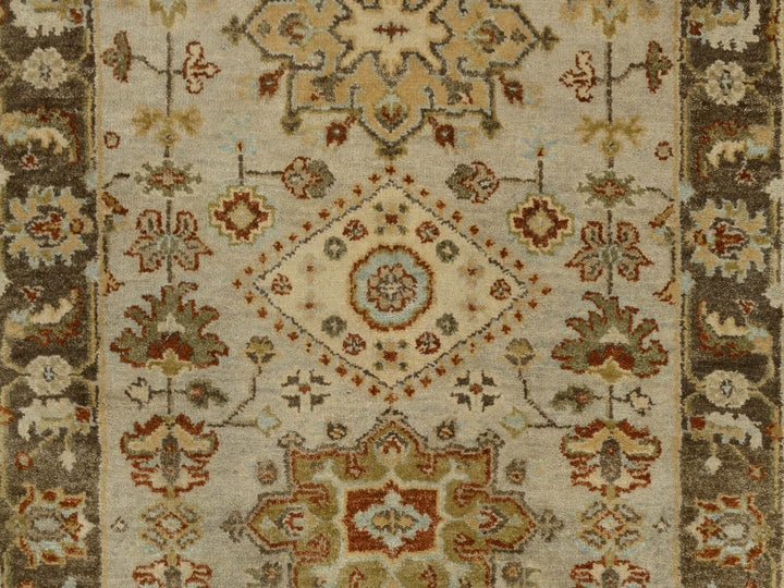 2'7" x 12'1" New Hand Knotted Grey Wool Runner Oriental Rug - MOA10263634